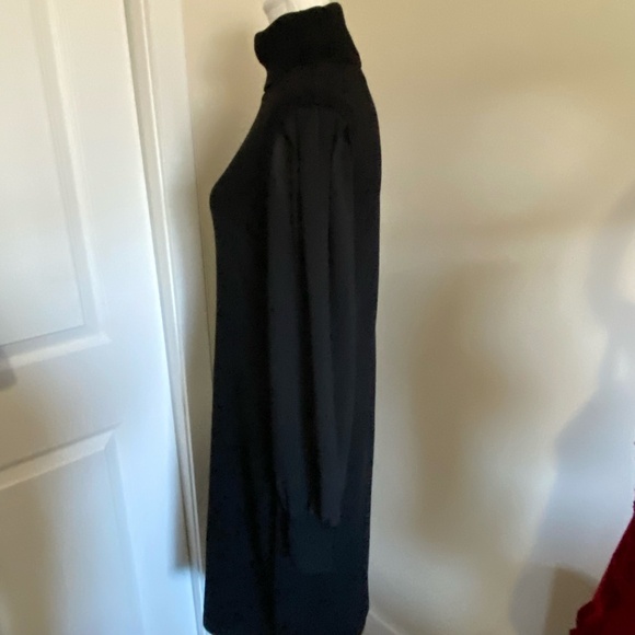 Vince Camuto Black Sheer Sleeve Stretch Turtleneck Knit Holiday Dress- Sz-L - Picture 4 of 16